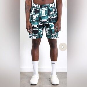 Cav Empt Men’s Shorts Card 3 Chino Short Teal, Black, & White Pattern Sz Small